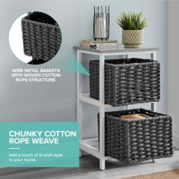 LIVIVO 'Habi' Scandi Style Bedside Storage Cabinet in Black - thumbnail 3