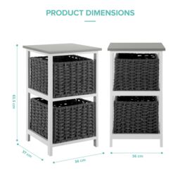 LIVIVO 'Habi' Scandi Style Bedside Storage Cabinet in Black - thumbnail 6