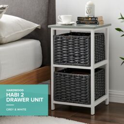 LIVIVO 'Habi' Scandi Style Bedside Storage Cabinet in Black - thumbnail 2