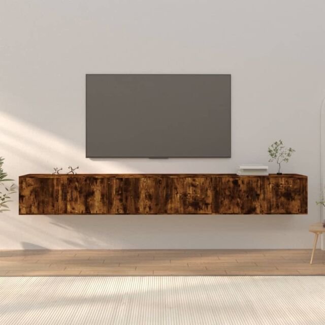 Berkfield Home Wall-mounted TV Cabinets 3 pcs Smoked Oak 100x34.5x40 cm in Brown - image 1