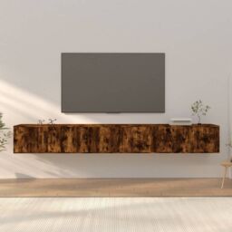 Berkfield Home Wall-mounted TV Cabinets 3 pcs Smoked Oak 100x34.5x40 cm in Brown - thumbnail 1