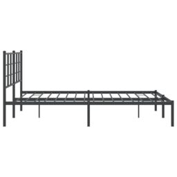 Berkfield Home Metal Bed Frame without Mattress with Headboard Black 150x200cm - Size: 150x200 cm - thumbnail 6