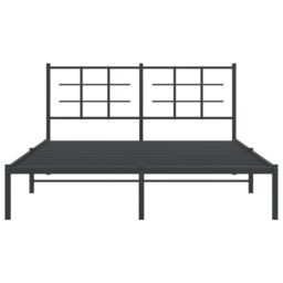Berkfield Home Metal Bed Frame without Mattress with Headboard Black 150x200cm - Size: 150x200 cm - thumbnail 5