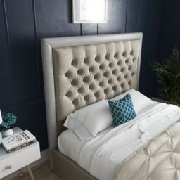 DS Living Cheltenham Glitter & Cream Velvet Upholstered Bed Frame - Size: Super King - thumbnail 2