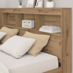 Berkfield Home Storage Headboard with Shelf with Headboard with Storage Artisan in Brown - thumbnail 4