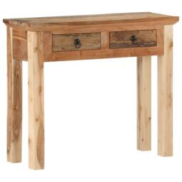 Berkfield Home Rustic Console Table 90.5x30x75cm Solid Acacia Wood & Reclaimed Wood in Brown - Size: 90.5x30x75 cm - thumbnail 9