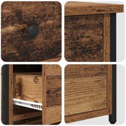 Berkfield Home Old Wood Table Old Wood MDF, Particle Board, Metal Medium in Brown - thumbnail 9