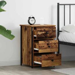Berkfield Home Old Wood Table Old Wood MDF, Particle Board, Metal Medium in Brown - thumbnail 4