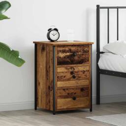 Berkfield Home Old Wood Table Old Wood MDF, Particle Board, Metal Medium in Brown - thumbnail 2