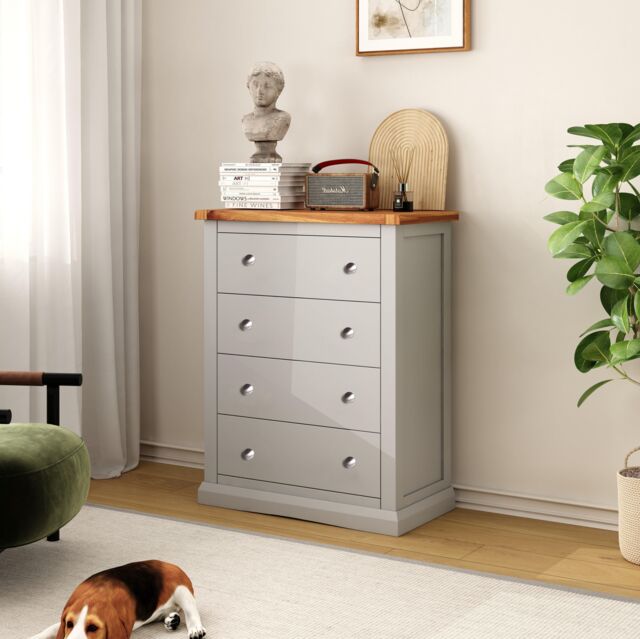 Cabinet Bits Loreo 4 Drawer Chest of Drawers Chrome Knob in Light Grey - image 1
