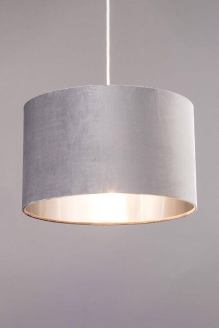 BHS Lighting Large Velvet Easy Fit Light Shade in Grey - image 1
