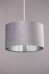 BHS Lighting Large Velvet Easy Fit Light Shade in Grey - thumbnail 2