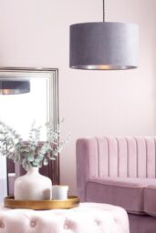 BHS Lighting Large Velvet Easy Fit Light Shade in Grey - thumbnail 4