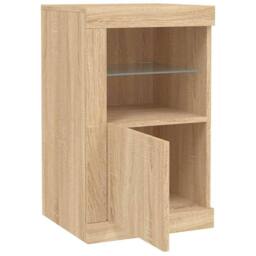 Berkfield Home Side Cabinet with LED Lights Sonoma Oak Engineered Wood in Light Tan - thumbnail 6