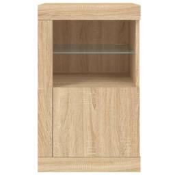 Berkfield Home Side Cabinet with LED Lights Sonoma Oak Engineered Wood in Light Tan - thumbnail 7