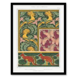 Artery8 Maurice Pillard Verneuil Framed Art Hoopoe Birds Butterflies Kangaroo Patterns in Green - Size: A4 - thumbnail 1