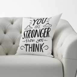 Warren Reed - Designer You Are Stronger Than You Think Cushions in Black - Size: 60 cm x 60 cm - thumbnail 3