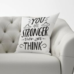 Warren Reed - Designer You Are Stronger Than You Think Cushions in Black - Size: 60 cm x 60 cm - thumbnail 2
