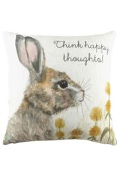 Evans Lichfield Woodland Hare Happy Thoughts Hand-Painted Printed Cushion - Size: 43 cm x 43 cm - thumbnail 1
