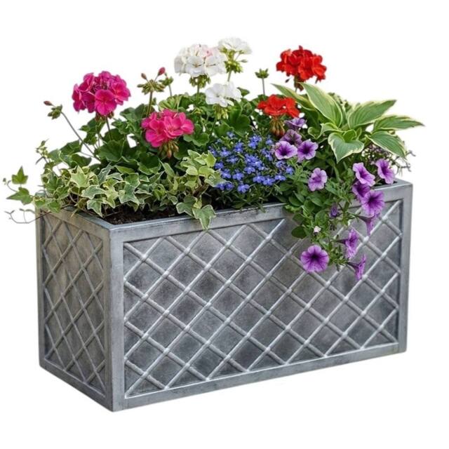 Nordara 2 Large Grey Planter Lattice Style Plastic Plant Pot 70cm - Size: 2.5kg - image 1
