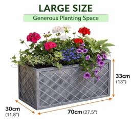 Nordara 2 Large Grey Planter Lattice Style Plastic Plant Pot 70cm - Size: 2.5kg - thumbnail 2