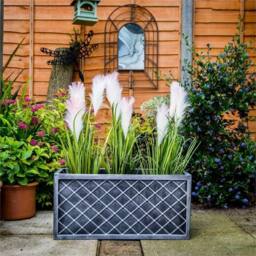 Nordara 2 Large Grey Planter Lattice Style Plastic Plant Pot 70cm - Size: 2.5kg - thumbnail 6