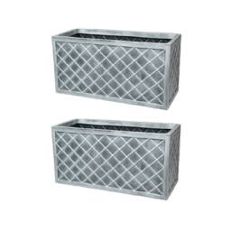 Nordara 2 Large Grey Planter Lattice Style Plastic Plant Pot 70cm - Size: 2.5kg - thumbnail 3