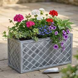 Nordara 2 Large Grey Planter Lattice Style Plastic Plant Pot 70cm - Size: 2.5kg - thumbnail 4