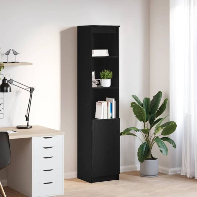 Berkfield Home Highboard Black Oak 37.5x35x180 cm Engineered Wood - image 1