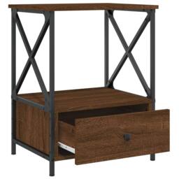 Berkfield Home Durable Bedside Table Brown Oak 50x41x65 cm Engineered Wood - Size: 50 x 41 x 65 cm - thumbnail 6