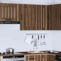 Berkfield Home Kitchen Wall Cabinet Lucca Brown Oak Engineered Wood - thumbnail 4