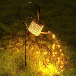 Globrite Watering Can Garden Lights 48 LED Solar Outdoor Decorative Lights with Waterfall Effect IP65 Waterproof in Warm White - thumbnail 1