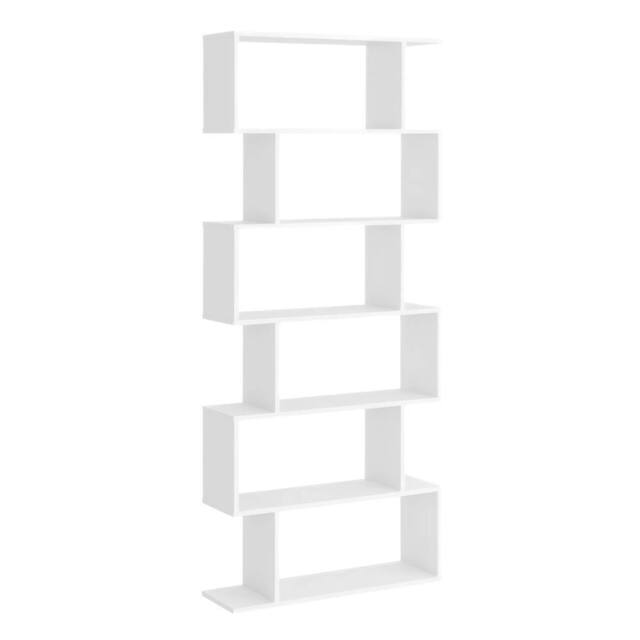 Havendro 6-Tier Wooden Modern S-Shaped Shelf Storage Unit Home Office White - image 1