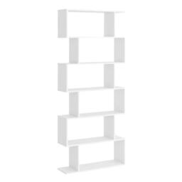 Havendro 6-Tier Wooden Modern S-Shaped Shelf Storage Unit Home Office White