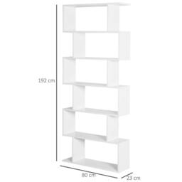 Havendro 6-Tier Wooden Modern S-Shaped Shelf Storage Unit Home Office White - thumbnail 2