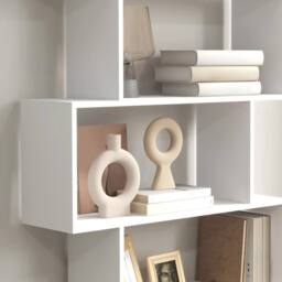 Havendro 6-Tier Wooden Modern S-Shaped Shelf Storage Unit Home Office White - thumbnail 5