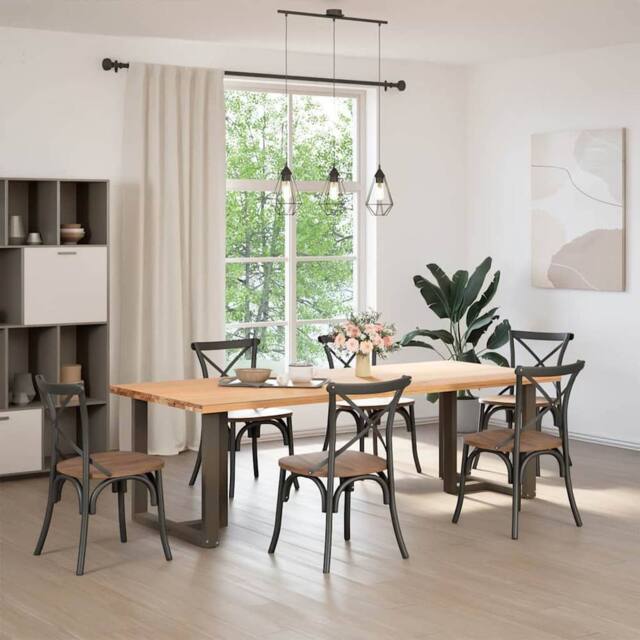 Berkfield Home Dining Table Legs T-Shaped¬†2 pcs Natural Steel 80x35x(72-73) cm Steel in Dark Grey - image 1