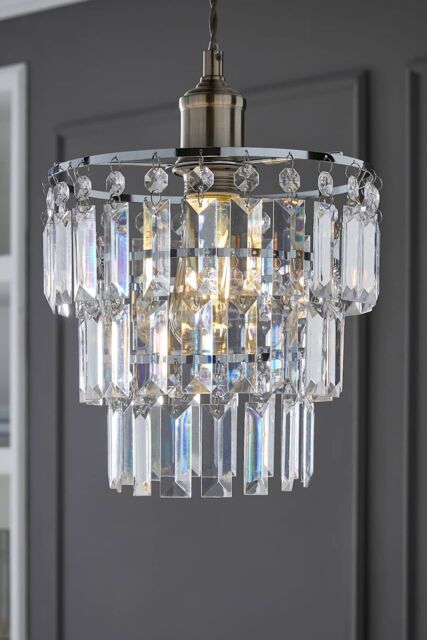 ValueLights Kelsks Chandelier Style Droplet Easy Fit Ceiling Pendant Lamp Shade in Silver - image 1