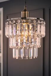 ValueLights Kelsks Chandelier Style Droplet Easy Fit Ceiling Pendant Lamp Shade in Silver - thumbnail 2