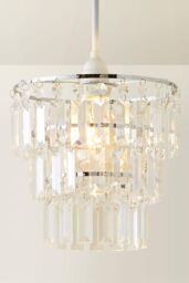 ValueLights Kelsks Chandelier Style Droplet Easy Fit Ceiling Pendant Lamp Shade in Silver - thumbnail 3