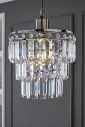 ValueLights Kelsks Chandelier Style Droplet Easy Fit Ceiling Pendant Lamp Shade in Silver - thumbnail 1