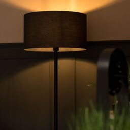 ValueLights Charlie Black Floor Lamp with Large Charcoal Shade - thumbnail 4