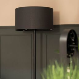 ValueLights Charlie Black Floor Lamp with Large Charcoal Shade - thumbnail 3