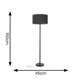 ValueLights Charlie Black Floor Lamp with Large Charcoal Shade - thumbnail 6
