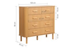 Birlea 5 Oak Brown Drawer Wooden Fluted Chest Axel - thumbnail 6