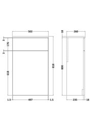 Balterley Contemporary Compact WC Toilet Unit 500mm - Anthracite in Grey - thumbnail 6