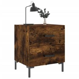 Berkfield Home Modern Bedside Cabinet Smoked Oak 40x35x47.5 cm Engineered Wood in Brown - thumbnail 1