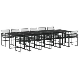 Berkfield Home 13 Piece Garden Dining Set Black Poly Rattan - thumbnail 2