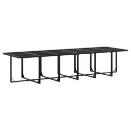 Berkfield Home 13 Piece Garden Dining Set Black Poly Rattan - thumbnail 3