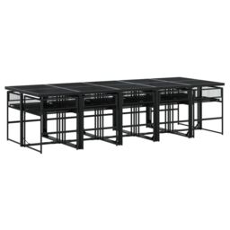 Berkfield Home 13 Piece Garden Dining Set Black Poly Rattan - thumbnail 5